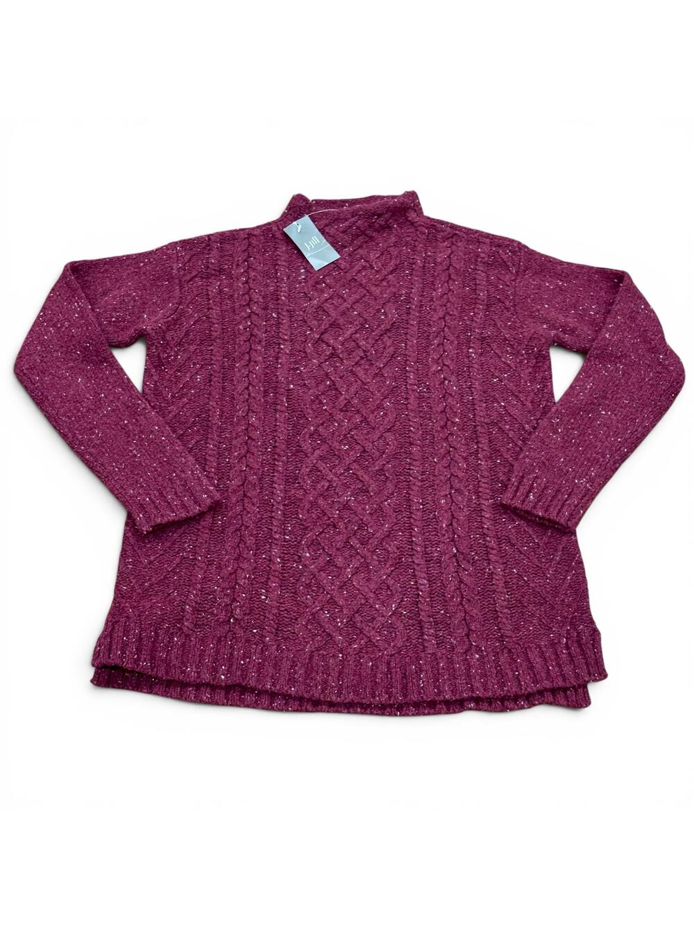 NWT J Jill Size S Wool Alpaca Blend Crewneck Cable Sweater Fisherman $129